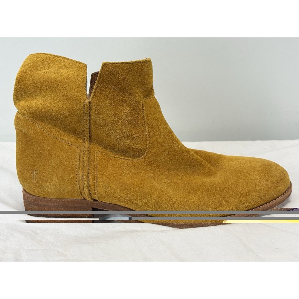 Frye Melissa Suede Slouch Ankle Booties Women's 10 B Mustard Yellow Western Boho